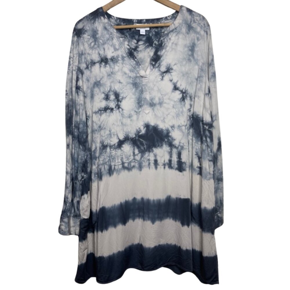 J. Jill Blue and White Tie-Dye Tunic